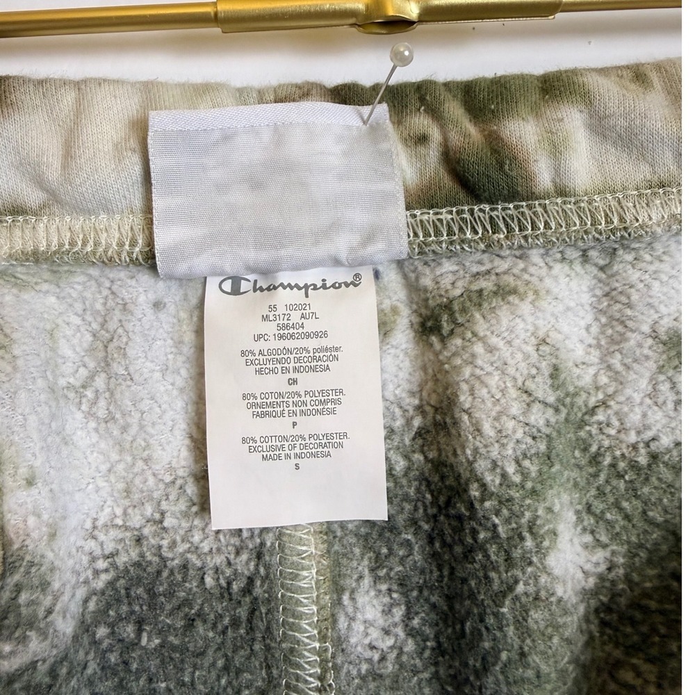 Champion Women's Unity Dye Classic Fleece Joggers in a green tie-dye pattern. - Picture 5 of 8